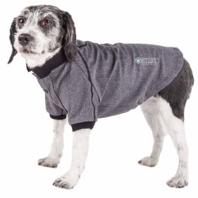 Pet Life Active 'Fur-Flexed' Relax-Stretch Wick-Proof Performance Dog Polo T-Shirt (Color: grey)